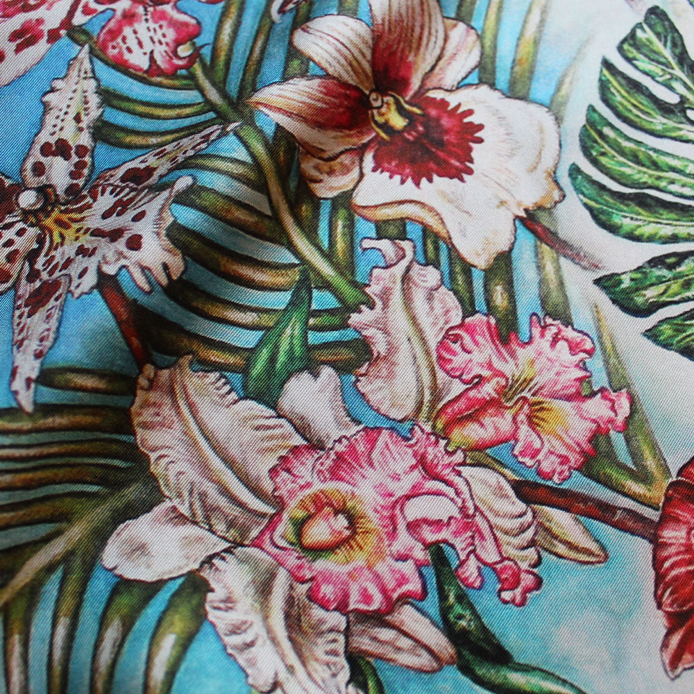 スカーフ ラリック ジニー・リッチャー デザイン ジャングル ブルー