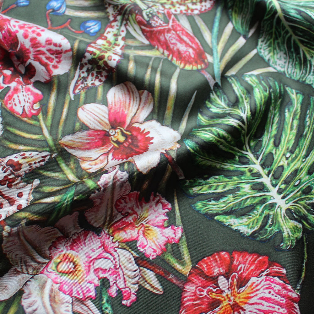 スカーフ ラリック ジニー・リッチャー デザイン ジャングル ダークグリーン