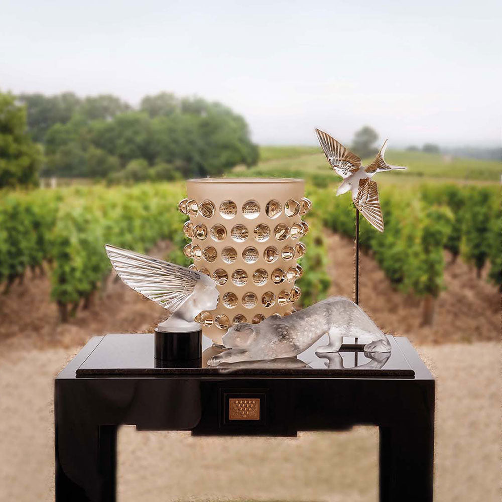 ルネ・ラリック R. LALIQUE 蝶々 オブジェ 卓上芸術 ラリック 青ガラス彩色 パピヨン蝶オブジェ入手至難