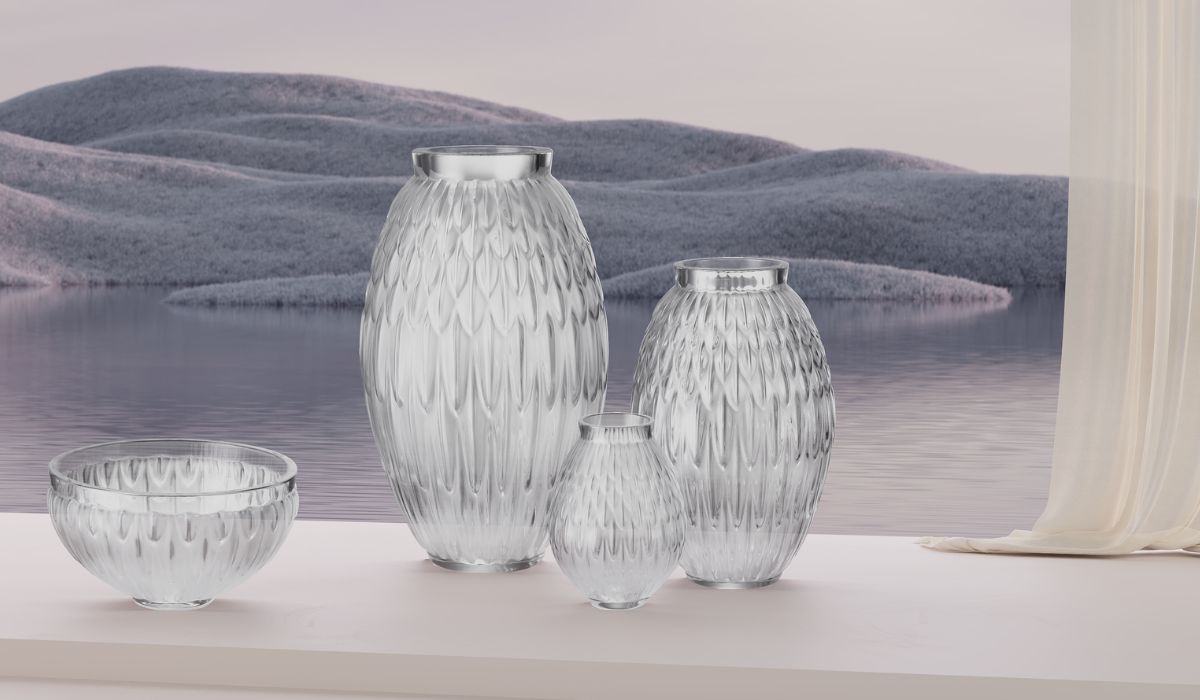 LALIQUE グレー ガラス花瓶 動物模様 LALIQUE グレー ガラス花瓶 動物模様 LALIQUE グレー ガラス花瓶 動物模様